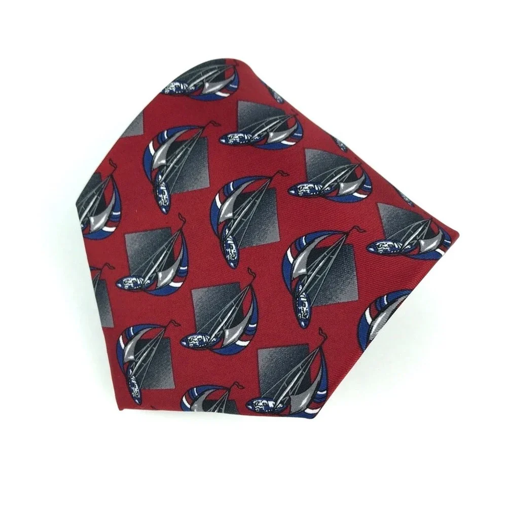Utopia Men's Tie Handmade Dark Red Sail Boat Sailing Nautical Novelty Necktie 57